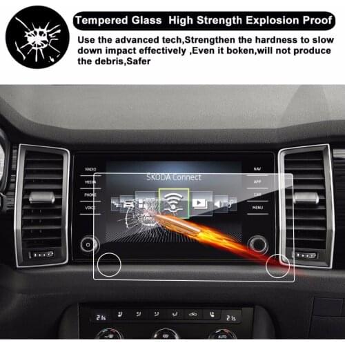 RUIYA Screen Protector For Kodiaq Bolero 2017 2018 8 Inch Car Navigation Display Screen Auto Interior Protect Accessories