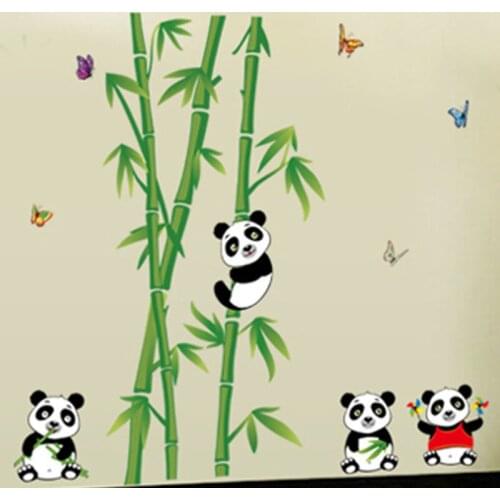 Art Wall Decals Lovely Green Bamboo Panda Wall Stickers Bedroom Living Room TV Home Decor Vinyl Material Decorative Mural