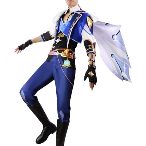 Game Genshin Impact Kaeya Cosplay Costume Mondstadt Knights Handsome Combat Uniform Halloween Party Role Play Clothing Drop Ship