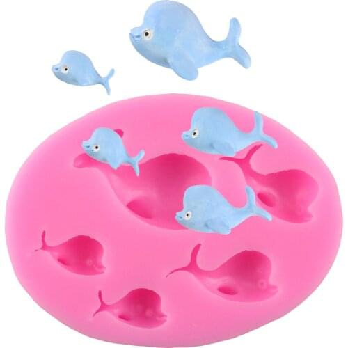 Dolphin Silicone Mold Animal Baby Birthday Candy Clay Fondant Cake Decorating Tools Cupcake Topper Chocolate Gumpaste Moulds