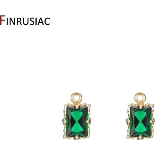 Korean Fashion Green Zircon Small Pendant Charm, DIY Making Earrings Necklaces Components Findings, Jewellery Making Supplies