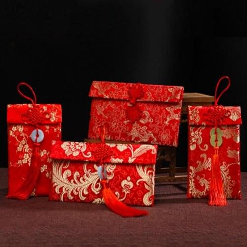 Chinese Style Embroidery Design Red Envelope Lucky Money Bag Party Supplies
