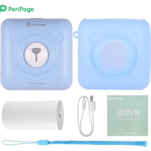 PeriPage Mini Pocket Wireless Thermal Printer Picture Photo Label Memo Receipt Paper Printer with USB Cable for Android iOS