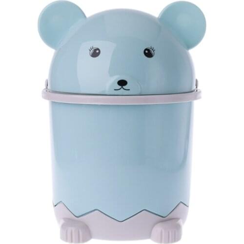 Mini Bear Waste Bin Desktop Garbage Basket Table Home Trash Can Swing Lid 1.5L Cleaning Prouducts Kitchen Accessories for Home