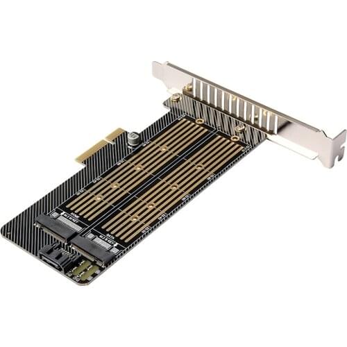 PCI-E X4 to M.2 NVME&NGFF Adapter Card SSD Converter Card Compatible with PCI-E X4/X8/X16 Support NVME SATAProtocols