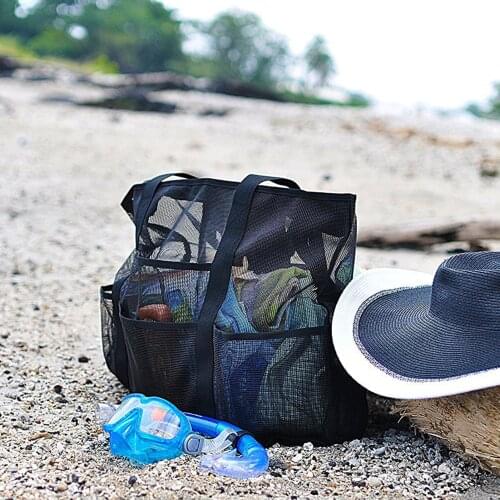 Beach Bag Large Mesh Storage Bags Summer Swimming Travel Storage Tote Outdoor Swimming Beach Walking Toiletry Toys Storage Bag