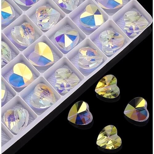 20Pcs 14mm Straight Hole Heart Shape Crystal Pendant Glass Butterfly Cross Five-Pionted Star Bead Charms for Earrings Making DIY