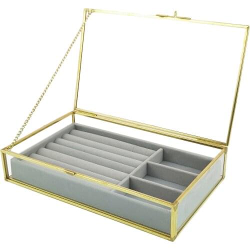 Transparent Velvet Jewelry Display Showcase Necklace Storage