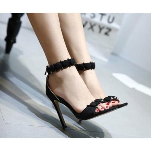 Woman Platform Sandals Open Toe Suede Leather Summer Ankle Wrap Shoes Ladies Thick Heels Sandals Super High Heels Sexy Rivets