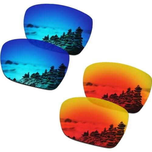 SmartVLT 2 Pairs Polarized Sunglasses Replacement Lenses for Oakley Dispatch 1 Ice Blue and Fire Red