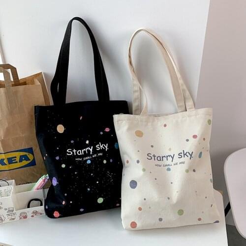 Women Handbags Casual Shoppers Bags 2021 Designers Luxury Japanese Style Fashion Large Capacity Eco Starry Sky Canvas Totes Bags