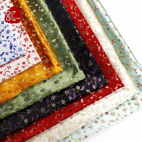 Fresh renshi grain small broken flower brocade fabric/silk satin fabric/cheongsam outfit hanfu costume dolls clothes/100CM*90CM