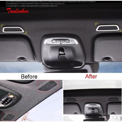 Tonlinker Interior Car Roof Speaker Cover Case Stickers for VOLVO XC60 2018-20 Car Styling 2 PCS Stainless steel Cover stickers