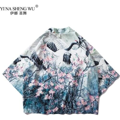 Oriental Japanese Traditional Costumes Men Fashion Kimono Haori Cardigan for Woman Summer Thin Jacket Beach Wear Cloak Coat