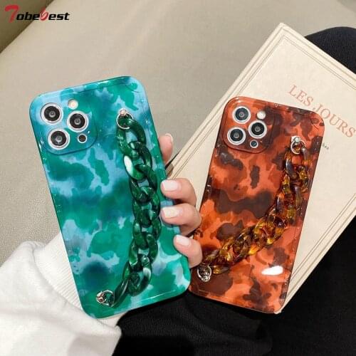 Tobebest Vintage Amber Pattern Bracelet Phone Cases for iphone 12 11 pro max 12mini X XS XR 7 8 Plus Chain Soft IMD Back Cover