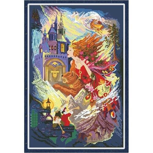 Magical Castle Cross Stitch Patterns Kits Printed Scenery Embroidery Needlework Sets 11CT 14CT DIY Handmade Home Decor Paintings