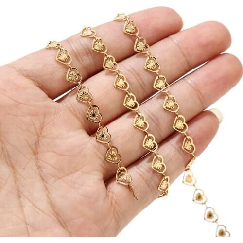 High Quality Stainless Steel 6mm Width Hollow Heart Charms Fashion Handmade Link Chains DIY Necklaces Bracelets Jewelry Making