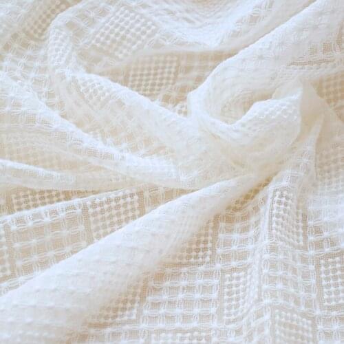 One meter Quality gauze sewing Thickening gauze rhombus embroidery fabric High grade dress wedding dress DIY patchwork