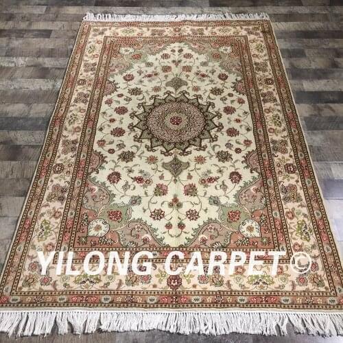 Yilong 4'x6' red flowers handmade persian turkish elegant handmade exquisite wool silk carpet (WY2114S4x6)