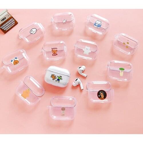 Funny Cute Earphone Case For Apple airpods 12pro Case Cartoon Bluetooth Earphone Case Transparent Headphone Soft Case