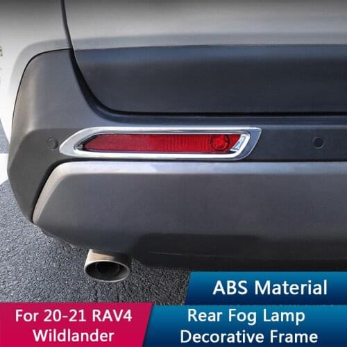 QHCP 2 Pieces ABS Chrome Silver Car Rear Fog Light Frame Tail Lamp Cover Styling Garnish For Toyota RAV4 Wildlander 2020-2021