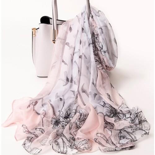 Real Silk Scarf Women 2021 Summer Thin Shawls Dot Foulard Femme Print Bufandas Print Large 100% Silk Head Scarf Chiffon Hijab