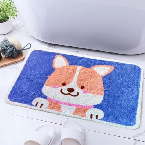 1pcs Animal Shiba Inu Dog Cat Rabbit Door Mat Cute Cartoon Anti-Slip Floor Entrance Rug Home Decor Bedroom Kitchen Plush Carpet