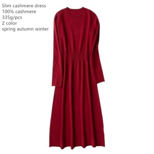 Naizaiga 100% cashmere solid Slim cashmere dress Womens long sleeve spring autumn sweater, YLM11