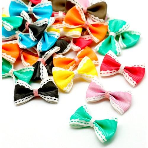 4x2.5cm Dots Satin Ribbon Bow Fuchsia/Green/Blue Handmade Accessories For Sewing Craft Wedding Decoration DIY Garment Hair 25pcs