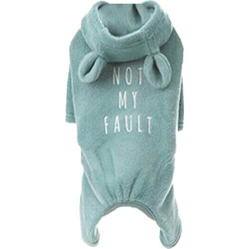 Bulldog Custom-Clothing Blue Soft-Cotton Dog Pajamas, Dog Jumpsuit, Dog Rabbit-Ear Hoodies for French Bulldog/English Bulldog/Am