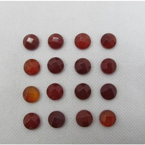 Wholesale 5pcs/lot Natural Red Agates Cabochon Bead 10mm Faceted Gem stone Jewelry Cabochon Ring Face