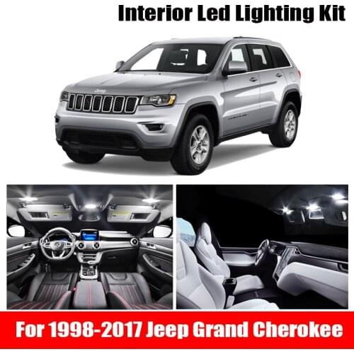 Canbus White Interior Lights+License Plate Lamp Bulbs for 1998-2017 Jeep Grand Cherokee WJ WK MK1 MK2 LED Map Dome Light