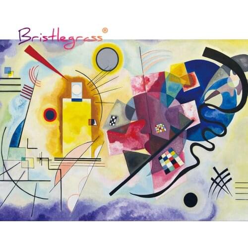 BRISTLEGRASS Wooden Jigsaw Puzzles 500 1000 Pieces Yellow Red Blue Wassily Kandinsky Educational Toy Collectibles Painting Decor