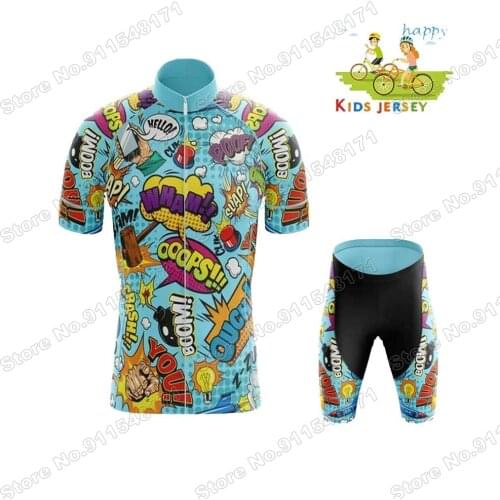 2021 Kids Cycling Jersey Set Explosive Comics Boys Girls Cycling Clothing Children Road Bike Suit MTB Ropa Ciclismo