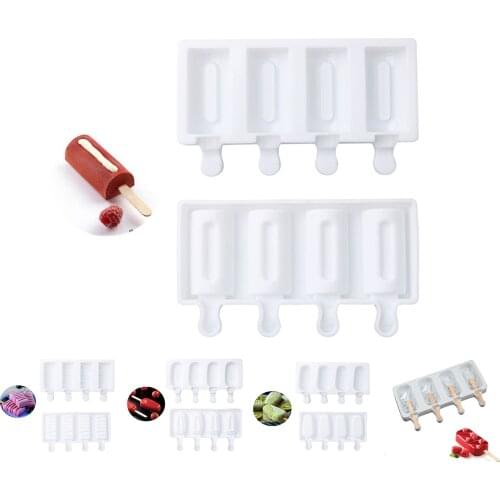 DIY Ice Cream Mold 4 Cell Ice-lolly Cool Down In Summer 2021 New Style Silicone Ice Cream Mould Food Grade 21.5x12.5x2.1cm 1Pc