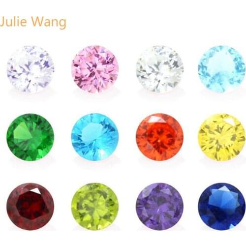 Julie Wang 12PCS/pack 7 Shapes 5MM Zircon Birth Stone DIY Jewelry Findings Floating Locket Charms For Living Memory Locket