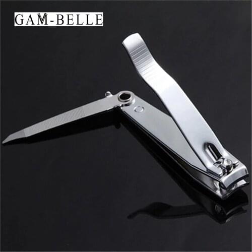 GAM-BELLE 1 Pcs Stainless Steel Nail Clippers Nail File Toe Nail Cutter Trimmer Scissor Professional Manicure Pedicure Tools