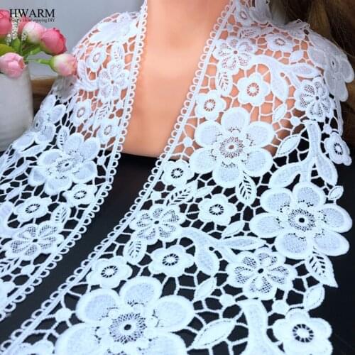 HWARM 5yard 13.3cm New Peach blossom african lace fabric DIY white arts craft sewing fabric water soluble hollow out milk silk