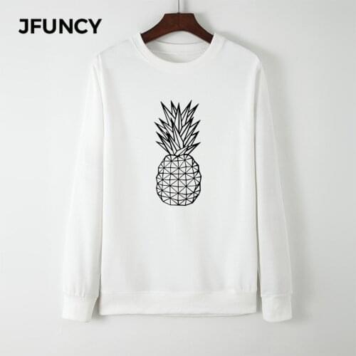 JFUNCY 2020 Autumn Women Hoodies Plus Size O-Neck Long Sleeve Female Sweatshirt Woman Pullover New Pineapple Print Sportwear