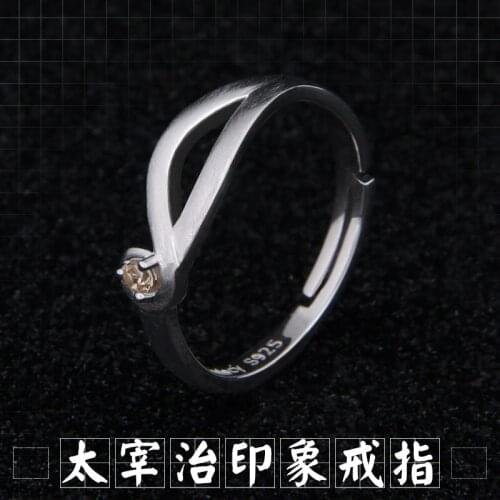 Ring Bungo Stray Dogs Osamu Dazai S925 sterling sliver ring for women men adjustable US 6# Creative limited christmas gift