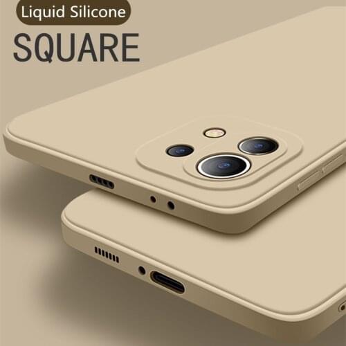 Square Liquid Silicone Case For Xiaomi 11 Lite Ultra Mi 10T Pro Redmi Note 10 Pro Note 9S 8 Pro 9SE K40Pro Slim Matte Soft Coque