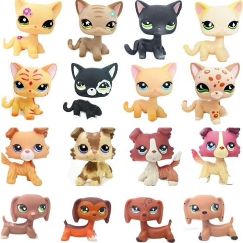LPS CAT rare pet shop cute toys short hair kitty old real cat mini doga cocker spaniel dachshund great dane collie original