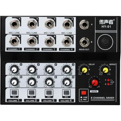Mini Mixing Audio Sound Mixer 8 Channel Karaoke Microphone Amplifier Console