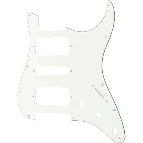 Musiclily Pro 11 Holes Round Corner HSH Strat Pickguard for American/ Mexican Fender Standard Stratocaster, 3Ply White