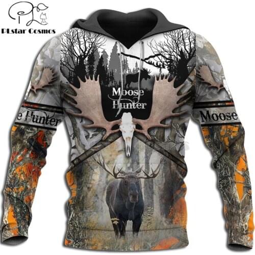 PLstar Cosmos 2020 Moose elk wapiti Hunting 3D Hoodie For Men/Women Harajuku Fashion Hooded Sweatshirt Casual zip hoodies-13