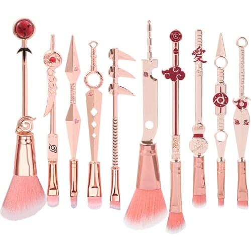 10pcs Anime Makeup Brushes Set Cosmetic Powder Eyeshadow Eyebrow Lip Make Up Tools Sharingan Akatsukic For Fans Brush Maquiagem