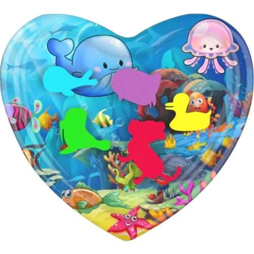 Inflatable Water Mat Colorful Baby heart-shaped non-toxic Tummy Time Infant Fun Mat Child Development Play Center 60X65cm