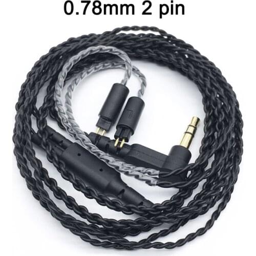 New 0.78 2 Pin 4 Cell Copper Core Upgrade Cable Earphone with Mic for Weston 1964 JH U16 UE18 QDC W4R UM3X ES3 ES5 TFZ Headset