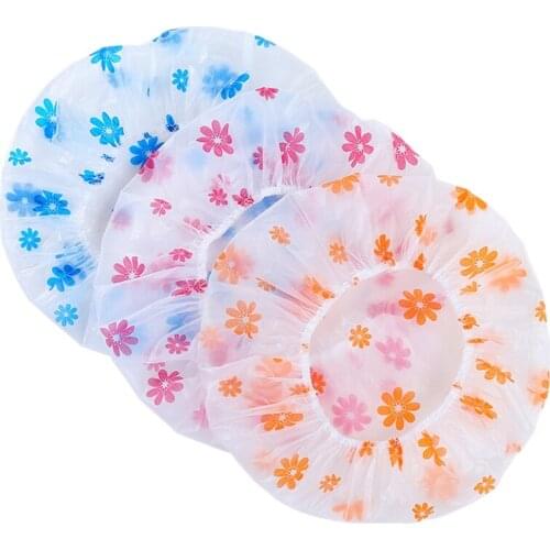 New 10Pcs Waterproof Shower Cap Point Bath Hair Cover Elastic Bath Hat Bathing Cap for Women Bathroom Reusable Shower Hat