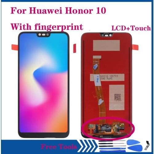 Original With fingerprint For Huawei Honor 10 LCD display Touch Screen Digitizer Assembly for honor10 COL-L29 COL-AL10 LCD